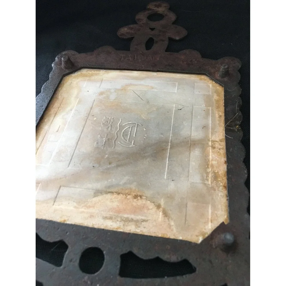 Set of 2 CHERRY cast iron vintage screen printed and cast iron‎ trivet